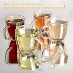 Clear borosilicate glass tea mugs