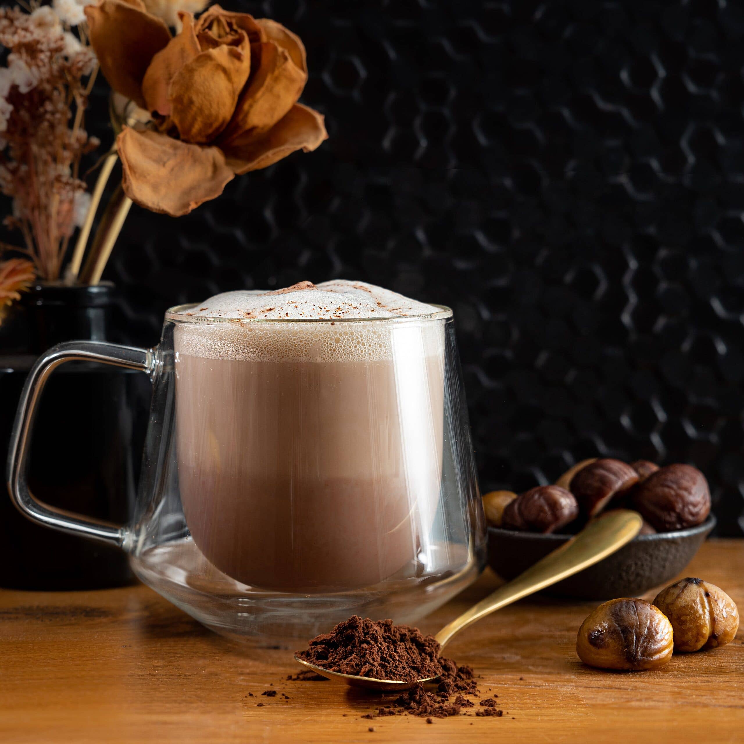 Double wall cappuccino cups with layered espresso