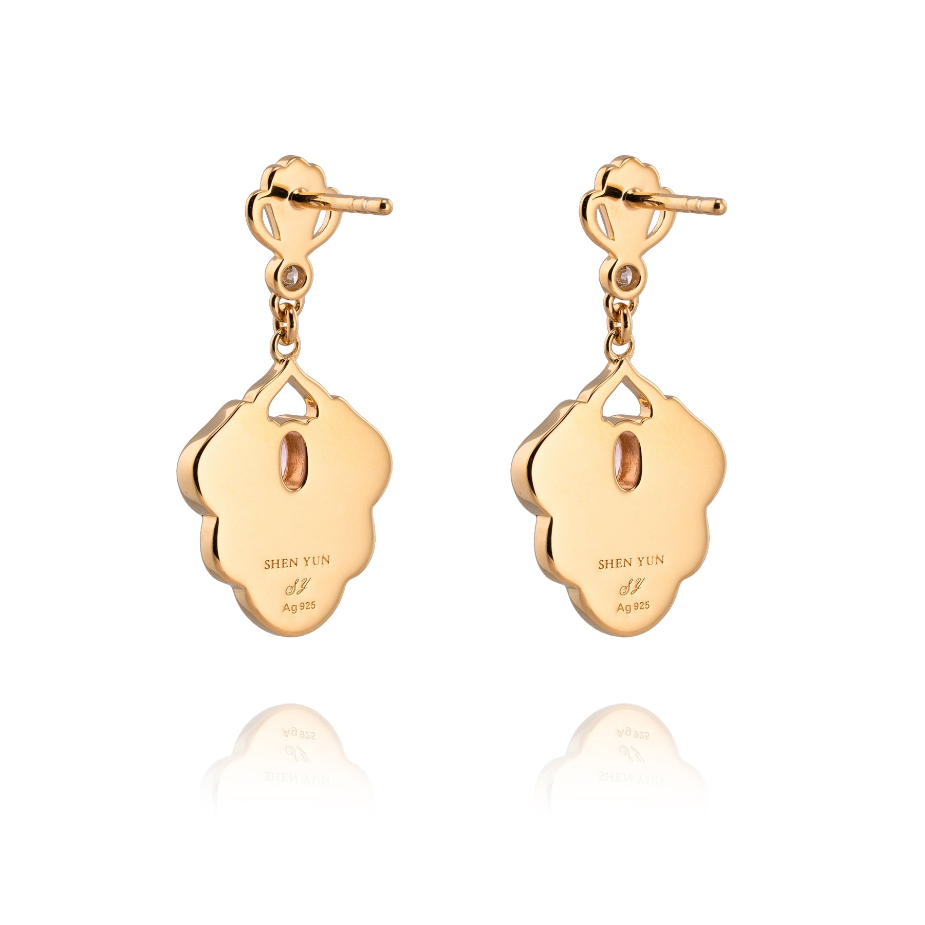 Tang Flowing Gowns Drop Earrings Purple Back - Shen Yun Collections