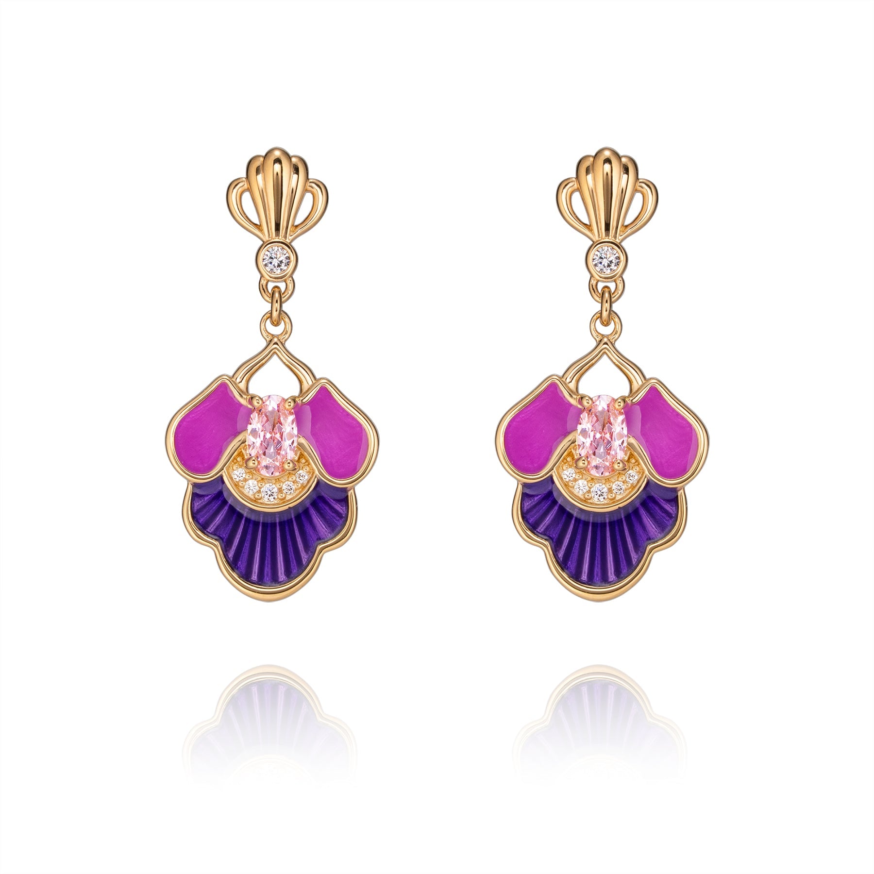 Tang Flowing Gowns Drop Earrings Purple - Shen Yun Collections