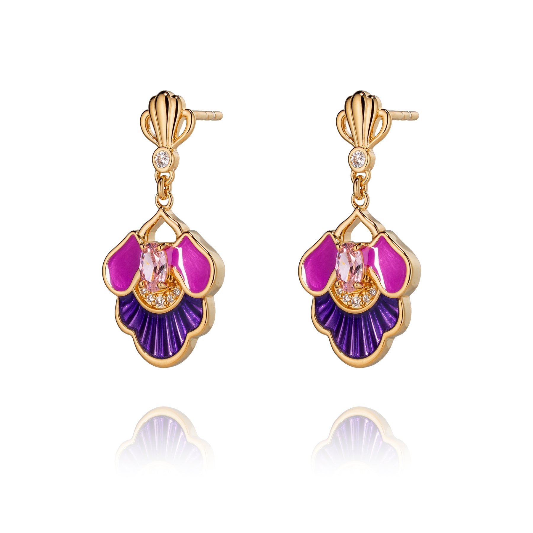 Tang Flowing Gowns Drop Earrings Purple Side - Shen Yun Collections