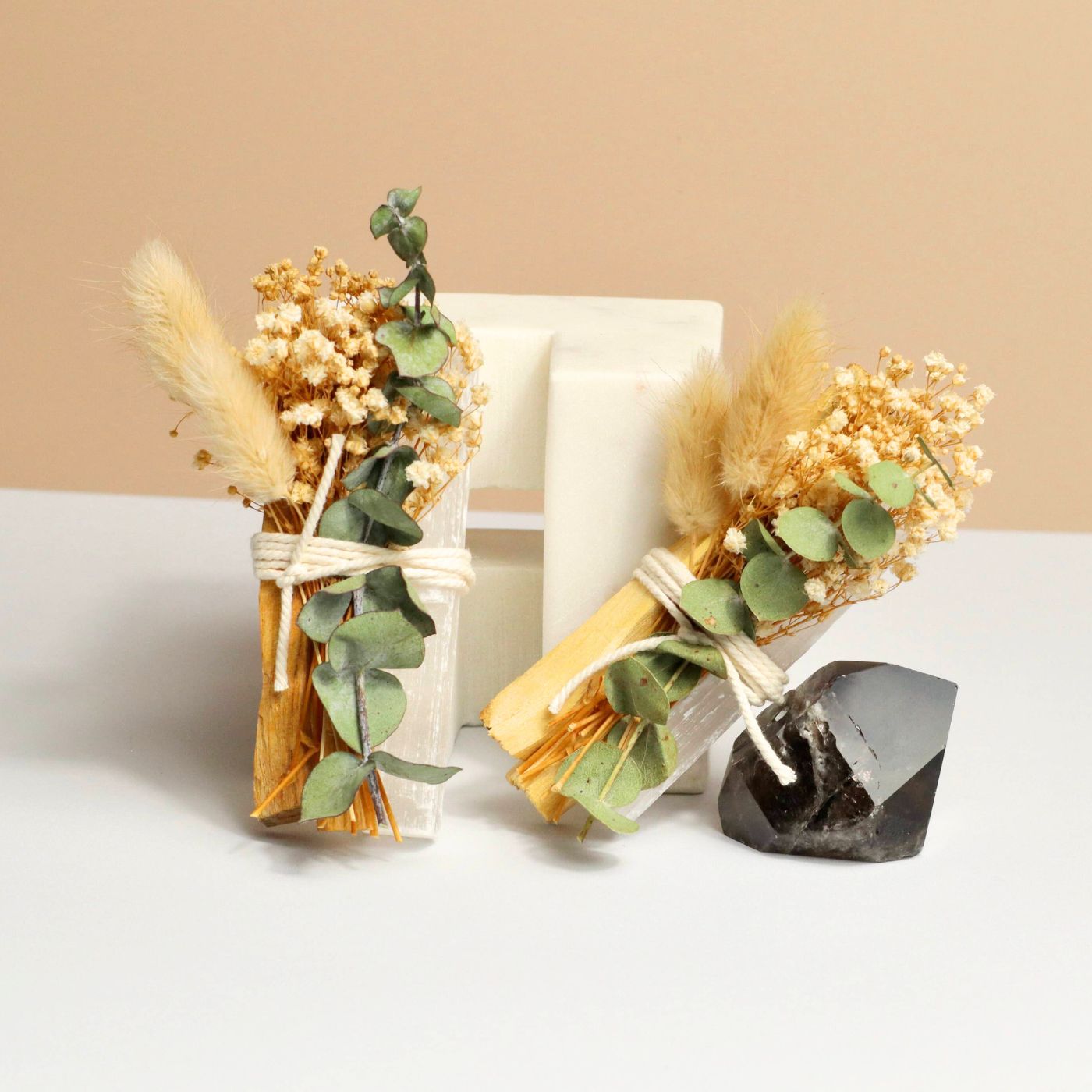 Floral palo santo smudge sticks wrapped with cotton