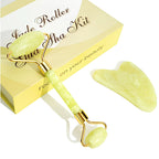 Facial roller and gua sha gift box in Lemon Yellow