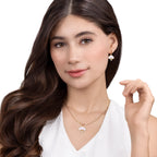 Floral Fan Necklace Gold with Pink Mother of Pearl Modeling - Shen Yun Collections