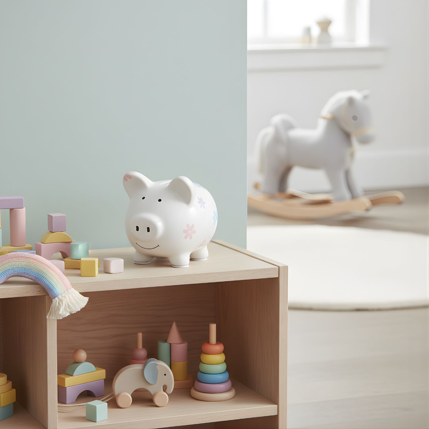 Mini piggy bank with pastel flowers 2