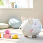 Floral ceramic piggy bank baby girl nursery 3