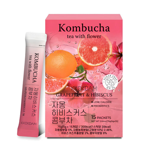Grapefruit and hibiscus flower kombucha tea