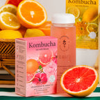 Grapefruit and hibiscus flower kombucha tea