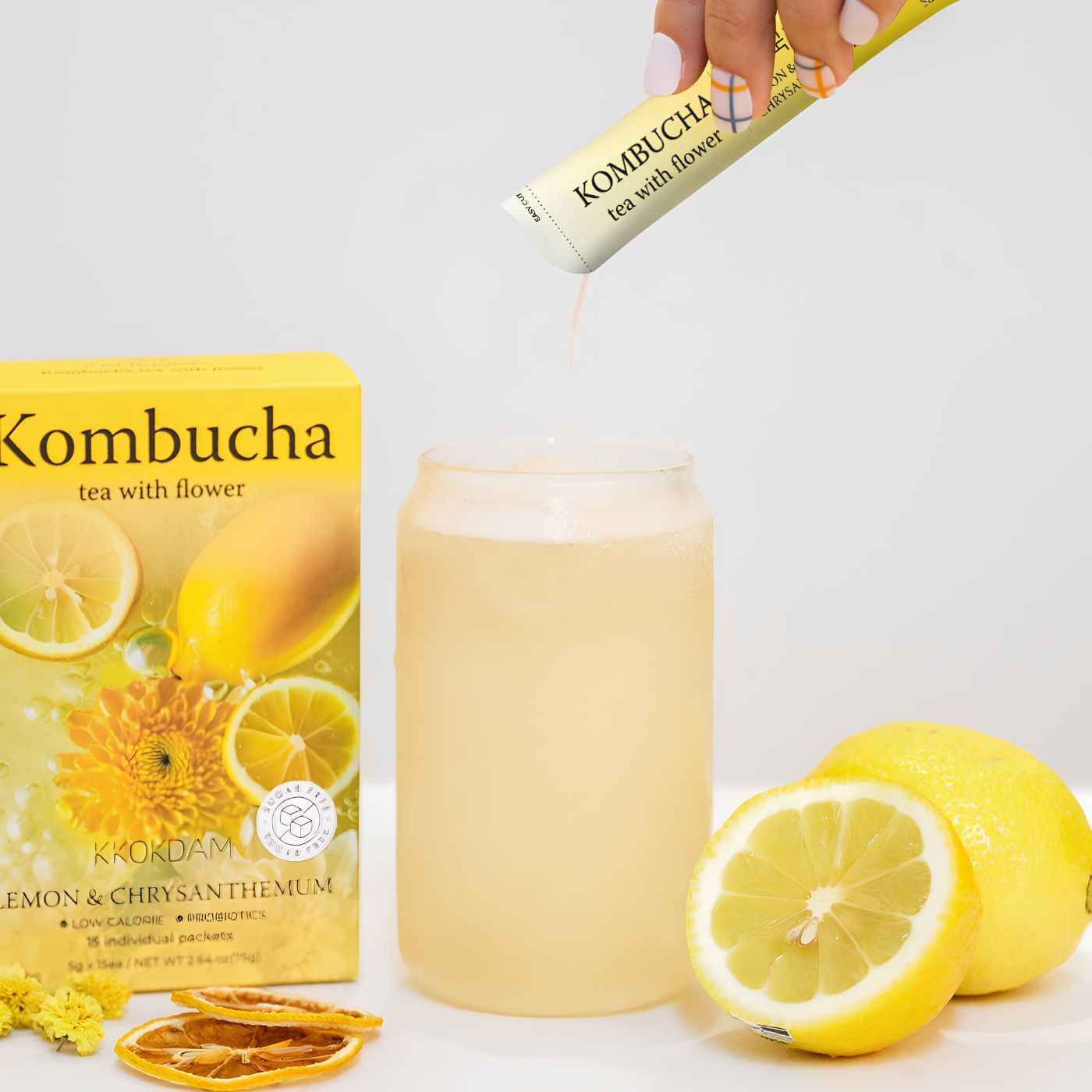Korean lemon chrysanthemum kombucha drink