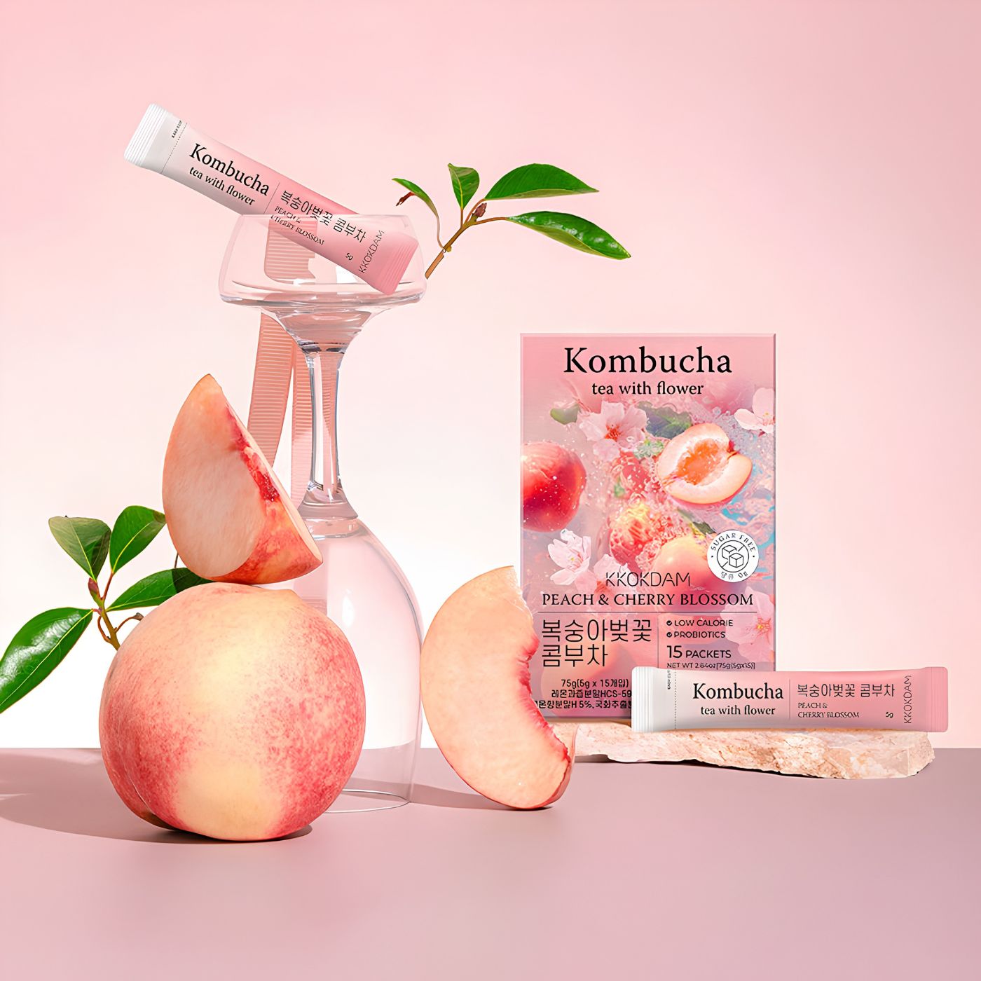 Floral kombucha tea with cherry blossom