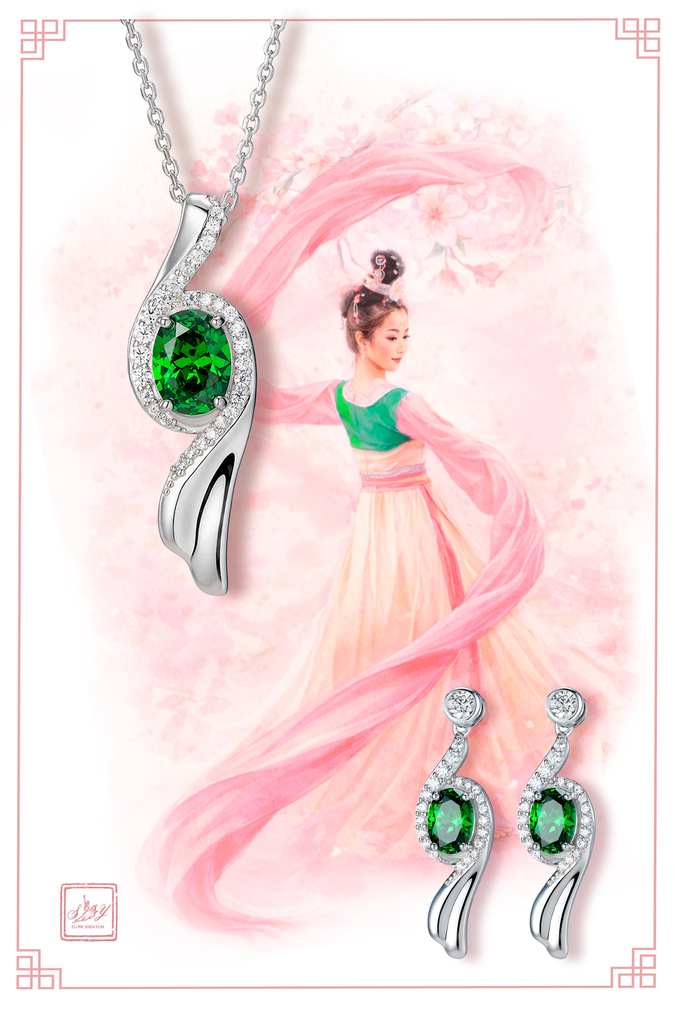 Flying Sleeves Earrings Green