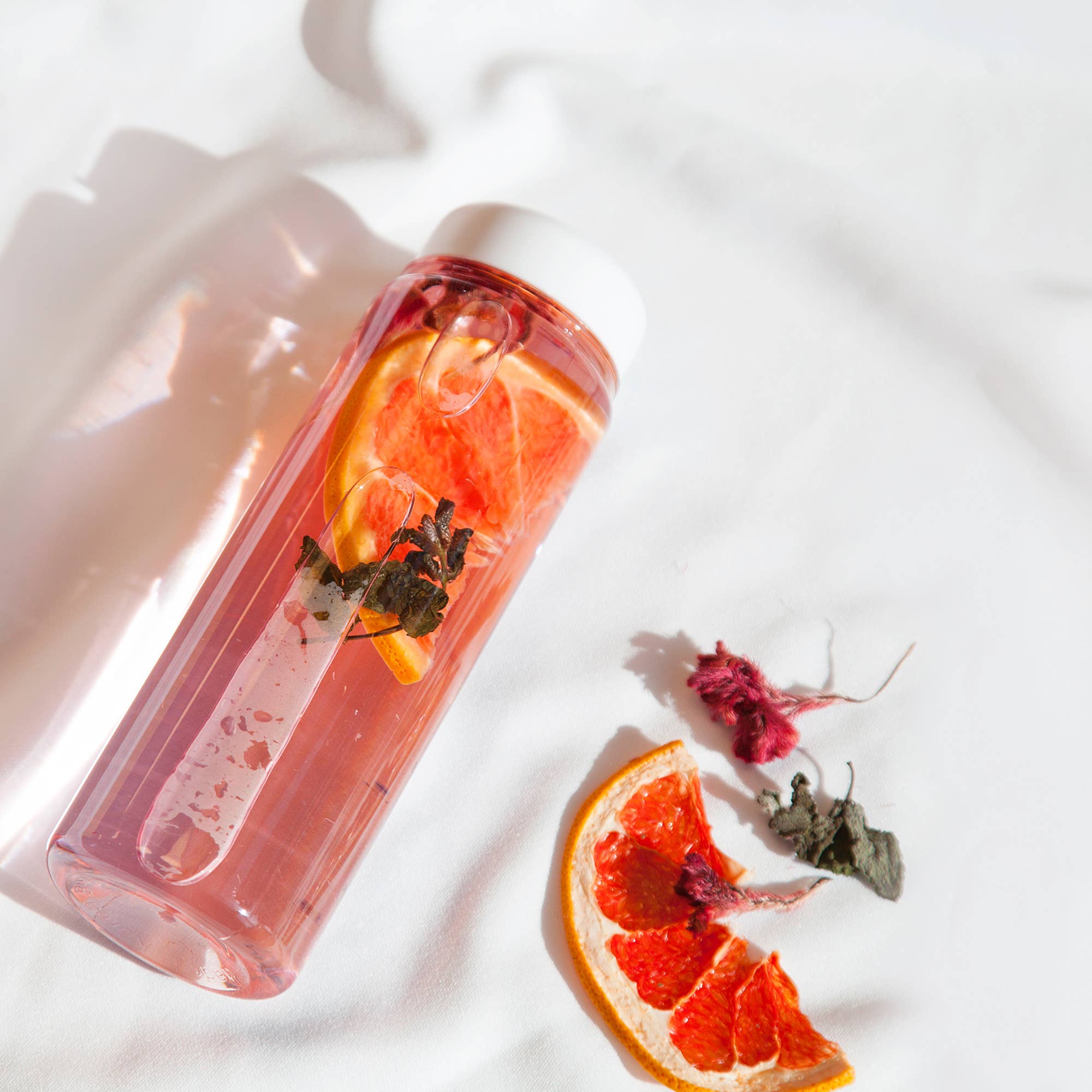Grapefruit cockscomb apple mint tea