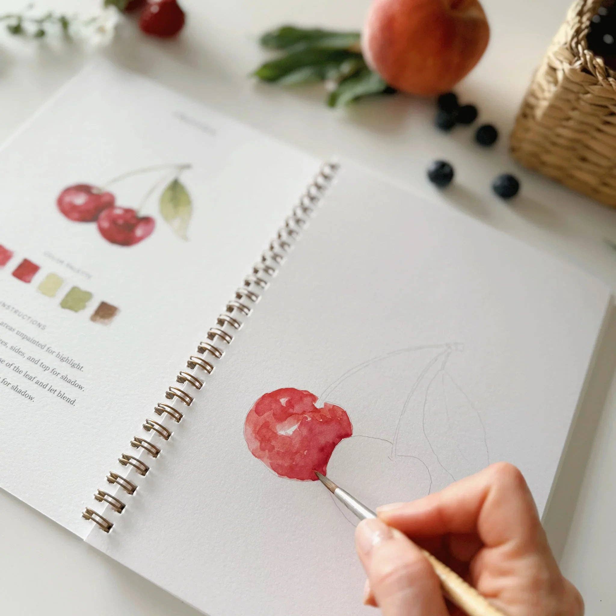 Watercolor fruit painting close up