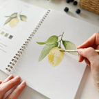 Fruit watercolor workbook painting pages close up