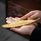 Gold metal leaf incense burner
