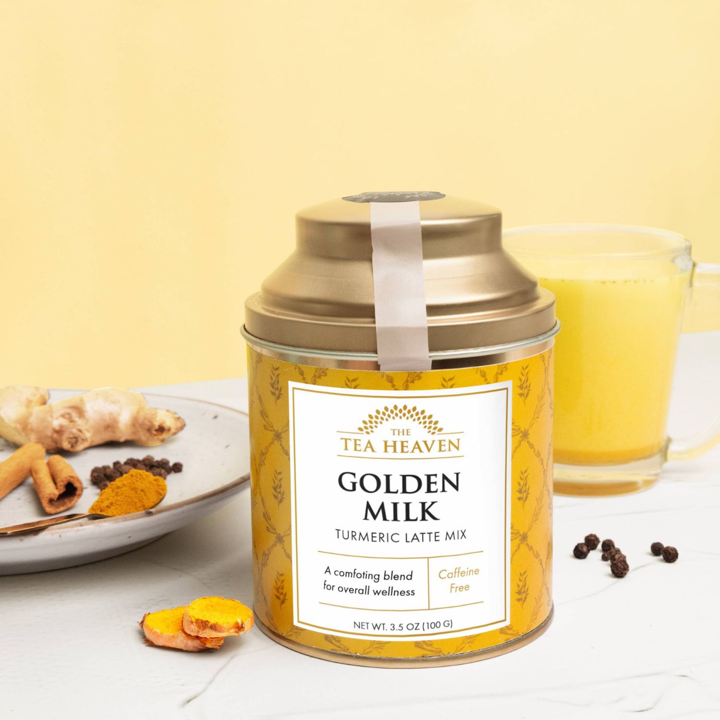 Turmeric latte powder with cinnamon and spices