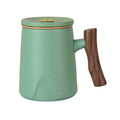 Green tea mug with infuser and lid 12 oz porcelain