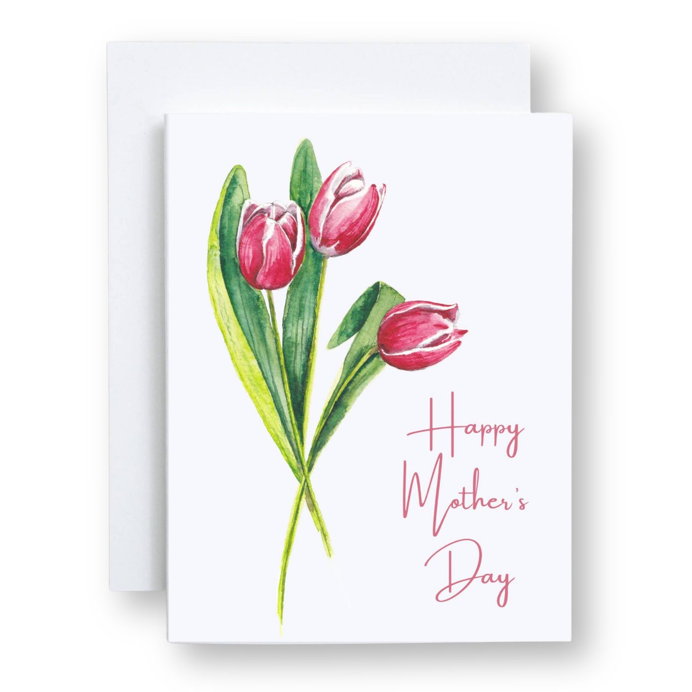 Pink tulip watercolor Mother’s Day card