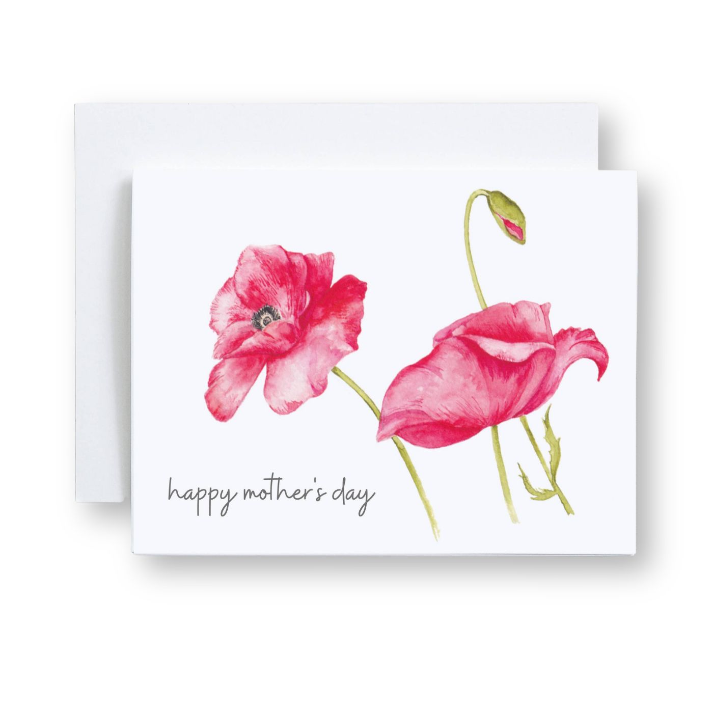 Pink poppy watercolor Mother’s Day card