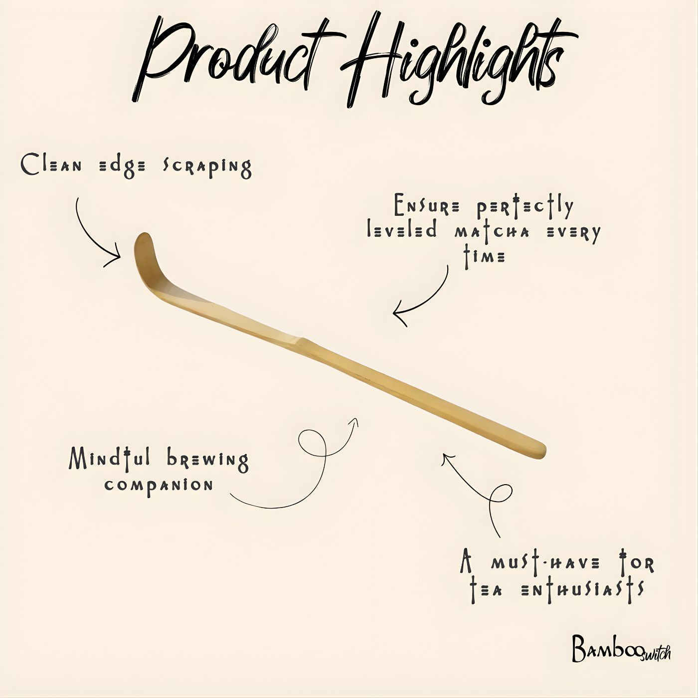 Handmade bamboo matcha spoon scraper product highlights