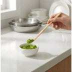 Bamboo spoon scraper with matcha powder