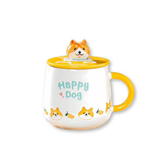 Happy Dog Shiba Inu 13oz Mug With Lid and Spoon (4/36)