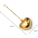 Heart-shaped gold stainless steel loose leaf tea infuser length