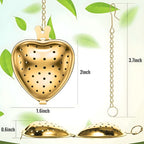 Heart-shaped gold stainless steel loose leaf tea infuser dimensions