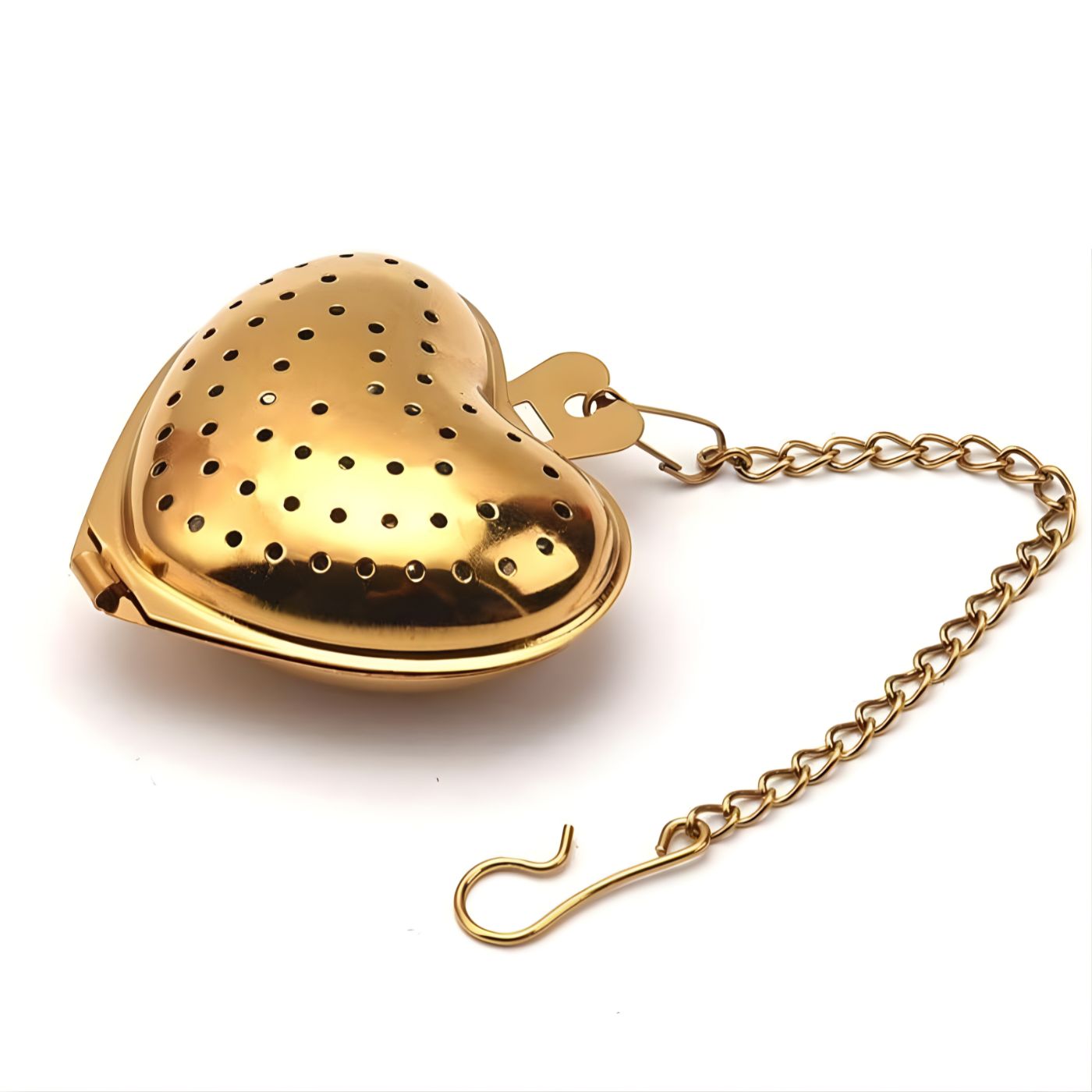 Heart-shaped gold stainless steel loose leaf tea infuser