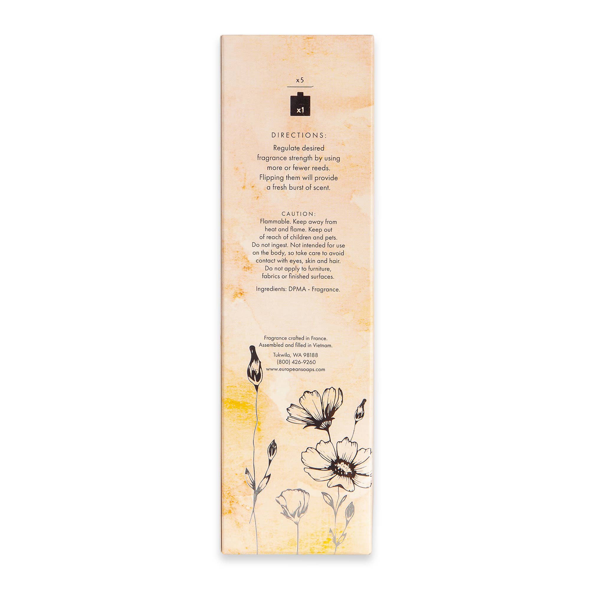 Persimmon reed diffuser packaging back