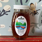 Local wildflower honey on shelf