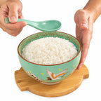 Japanese-inspired crane porcelain bowl set