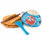 Koi bowl set with chopsticks, spoon and trivet