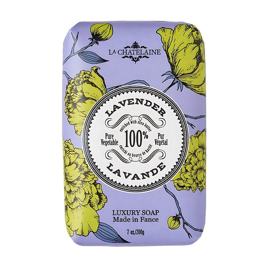 La Chatelaine Lavender Luxury Soap – Moisturizing French Soap with Shea Butter & Argan Oil (7oz)
