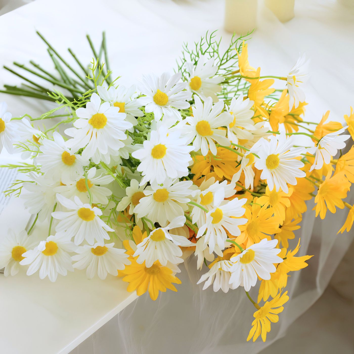Faux chamomile daisy flower stem
