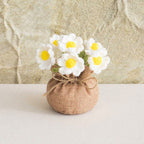 Handmade potted crochet flower multi-headed