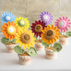 Liffy handmade crochet sunflower planter collection
