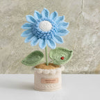 Crochet sunflower desk decoration light blue