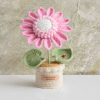 Crochet sunflower decorative flower pot pink