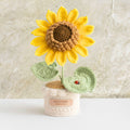 Handmade yarn sunflower planter yellow