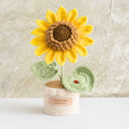 Handmade yarn sunflower planter yellow