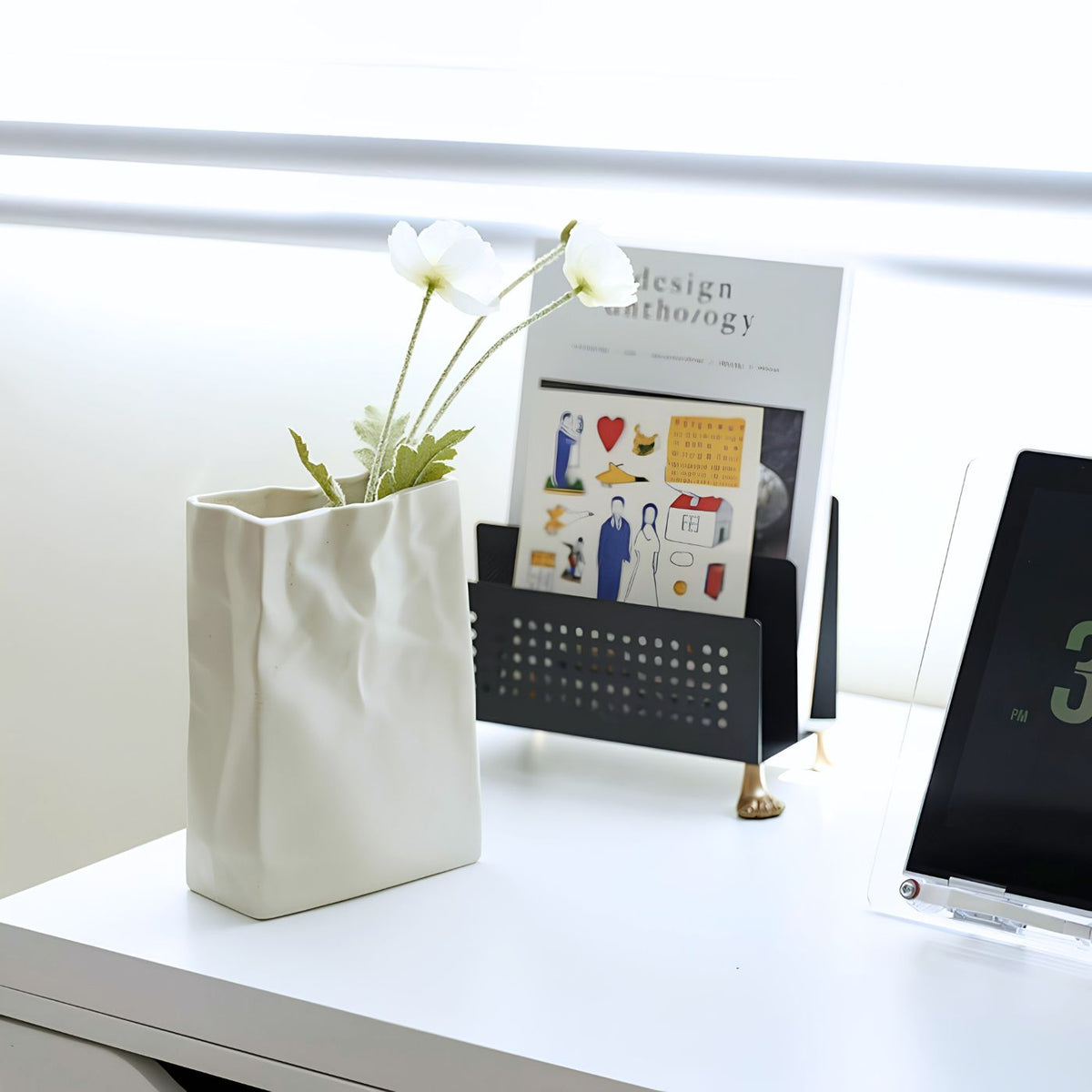 Contemporary paper bag style vase
