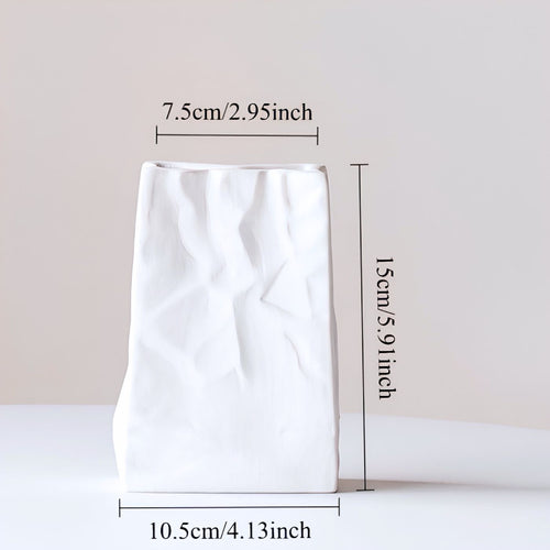 White matte decorative ceramic vase