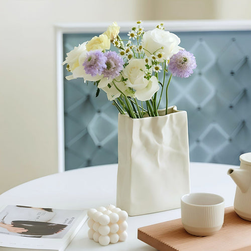 Modern ceramic paper bag vase