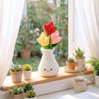 Plush tulip flower vase décor