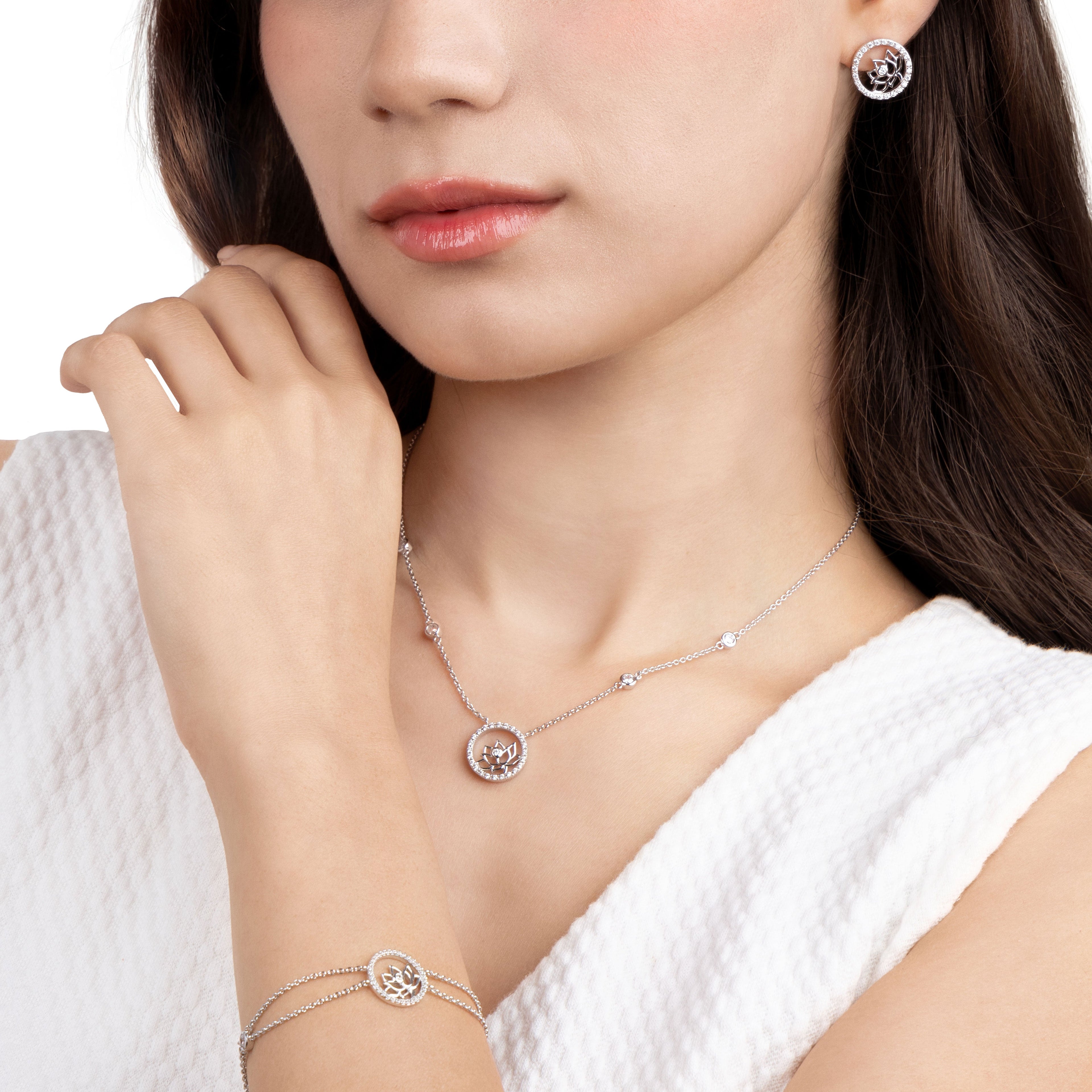 Lotus Fairies Stud Earrings Silver - Shen Yun Collections