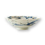 Summer matcha tea bowl shallow wide ceramic blue