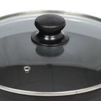 Deep cast iron frying pan with tempered glass lid