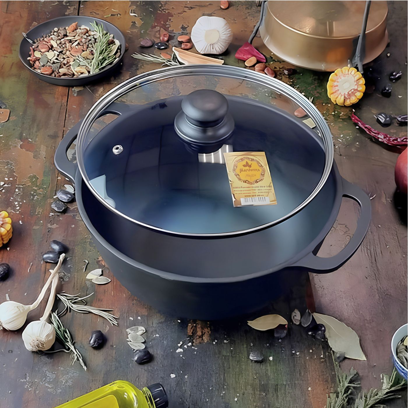Cast iron Dutch oven for soups and stews