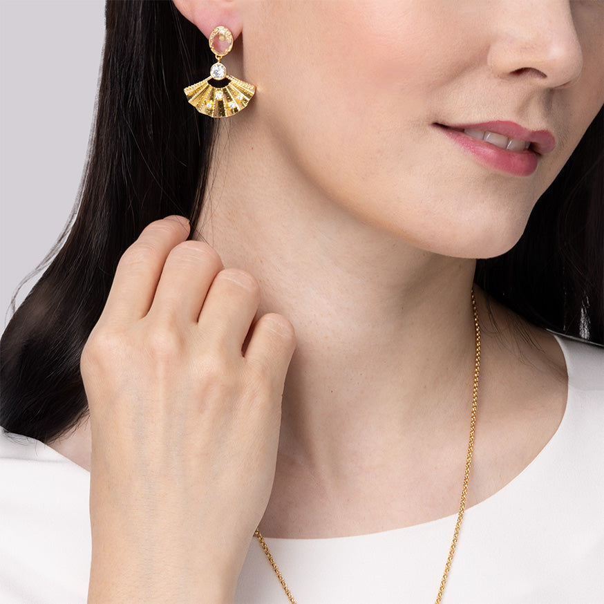 Radiant Fan Earrings Crystal Modeling - Shen Yun Collections